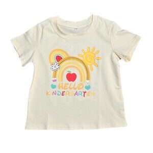 NWOT | "HELLO KINDERGARTEN" School Graphic T-Shirt | Cream | Size 4/5T